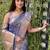 grey banarasi silk blend intricate self weave saree