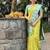 green silk blend gold zari meenakari weaving saree