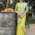 green silk blend gold zari meenakari weaving saree