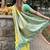 green silk blend gold zari meenakari weaving saree