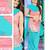Pink and Sky blue embroidered cotton semi stitched salwar with dupatta