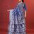blue jacquard saree with all over work pallu