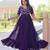Purple georgette sequins multithreaded bead embroidered ruffle flared gown