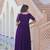 Purple georgette sequins multithreaded bead embroidered ruffle flared gown