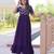 Purple georgette sequins multithreaded bead embroidered ruffle flared gown