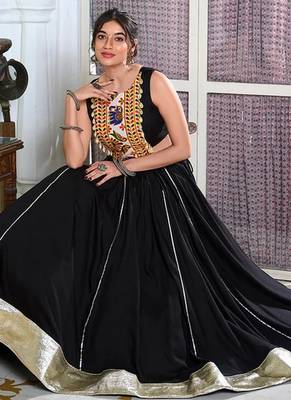 Navratri Black Lehenga with Embroidered Blouse 3