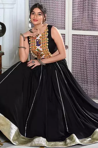 Navratri Black Lehenga with Embroidered Blouse