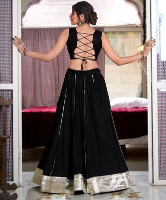 Navratri Black Lehenga with Embroidered Blouse 4