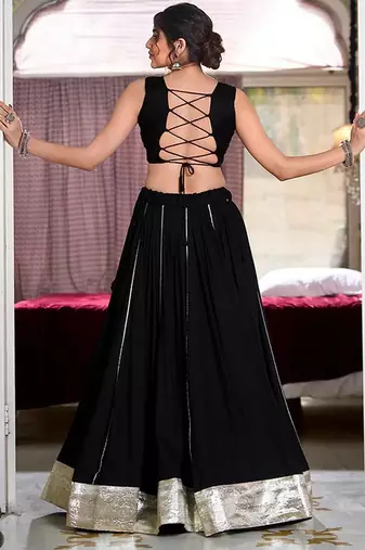 Navratri Black Lehenga with Embroidered Blouse