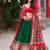 Traditional Green and Red Patola-Inspired Tussar Silk Lehenga Choli.