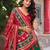 Traditional Green and Red Patola-Inspired Tussar Silk Lehenga Choli.
