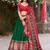 Traditional Green and Red Patola-Inspired Tussar Silk Lehenga Choli.