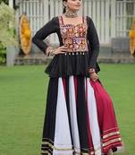 Navratri Black Peplum Kurti with Multicolor lehenga