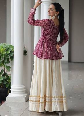 Ethnic Lehenga with Gota-Patti Lace and Bandhani Print Work With  Kutchi Gamthi Patchework. 2