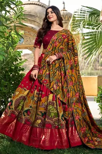 Traditional kalamkari print Lehenga set