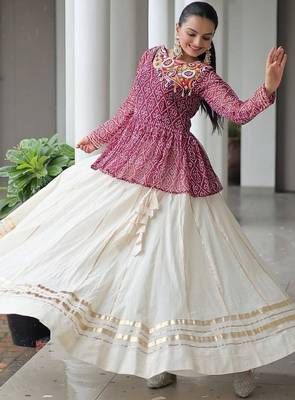 Ethnic Lehenga with Gota-Patti Lace and Bandhani Print Work With  Kutchi Gamthi Patchework. 3