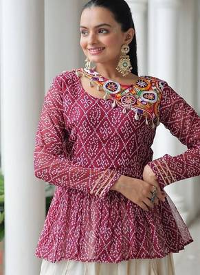 Ethnic Lehenga with Gota-Patti Lace and Bandhani Print Work With  Kutchi Gamthi Patchework. 4