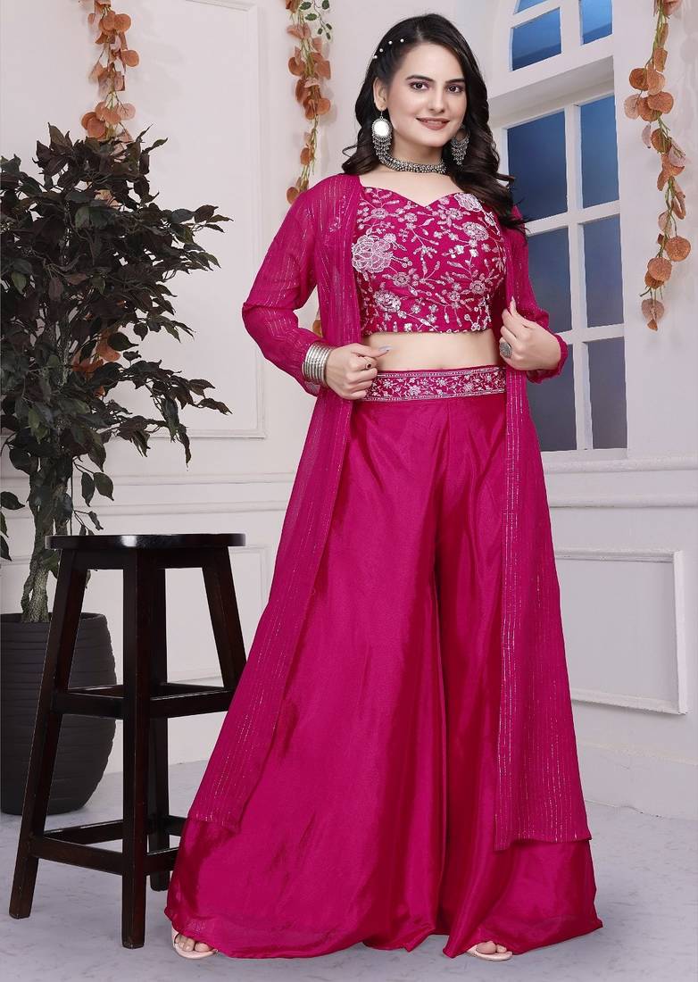 Blouse beautiful chinon fabric with exclusive beads work and adjustable clip on shoulder belt