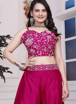 Blouse beautiful chinon fabric with exclusive beads work and adjustable clip on shoulder belt 2