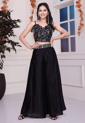 Black indowestern crop top plazzo 1