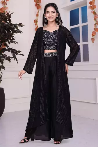 Black indowestern crop top plazzo