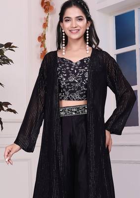 Black indowestern crop top plazzo 4