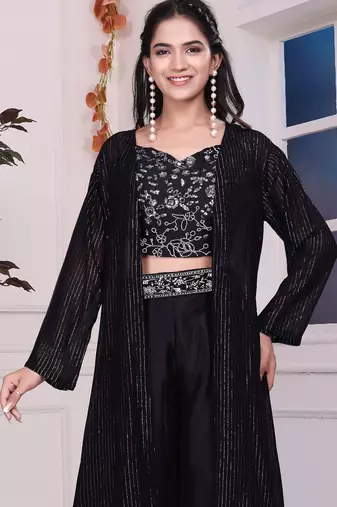 Black indowestern crop top plazzo