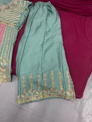 Green Embroidered Chinon Stitched Anarkali Salwar Suit With Stitched Bottom 5