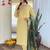 Yellow viscose chanderi heavy thread embroidery work with jacquard printed dupatta kurta pant set