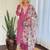 Dark pink viscose chanderi heavy thread embroidery work with printed dupatta kurta pant set
