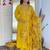 Mustard rayon heavy thread embroidery work with printed dupatta kurta pant set