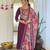 Wine viscose chanderi heavy thread embroidery work with printed dupatta kurta pant set