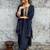 Navy blue viscose chanderi heavy thread embroidery with sequins work kurta pant set