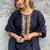 Navy blue viscose chanderi heavy thread embroidery with sequins work kurta pant set