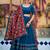Elegant Teal Blue Lehenga Choli with dark Red Printed Dupatta