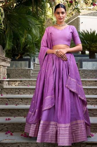 Lavender Classic Lehenga with Golden Accents