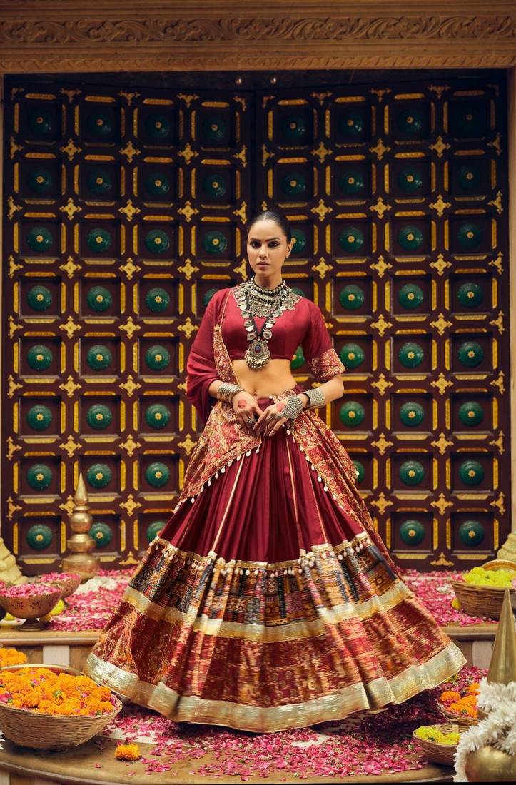 Majestic Elegance in Traditional Maroon Lehenga