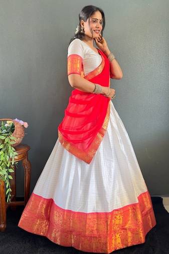 Radiant Grace lehenga choli in White and Red