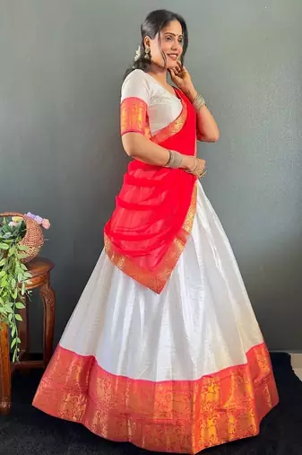 Radiant Grace lehenga choli in White and Red