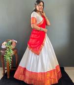 Radiant Grace lehenga choli in White and Red