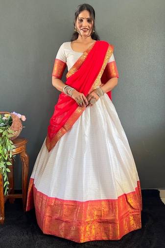 Radiant Grace lehenga choli in White and Red