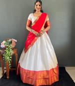 Radiant Grace lehenga choli in White and Red