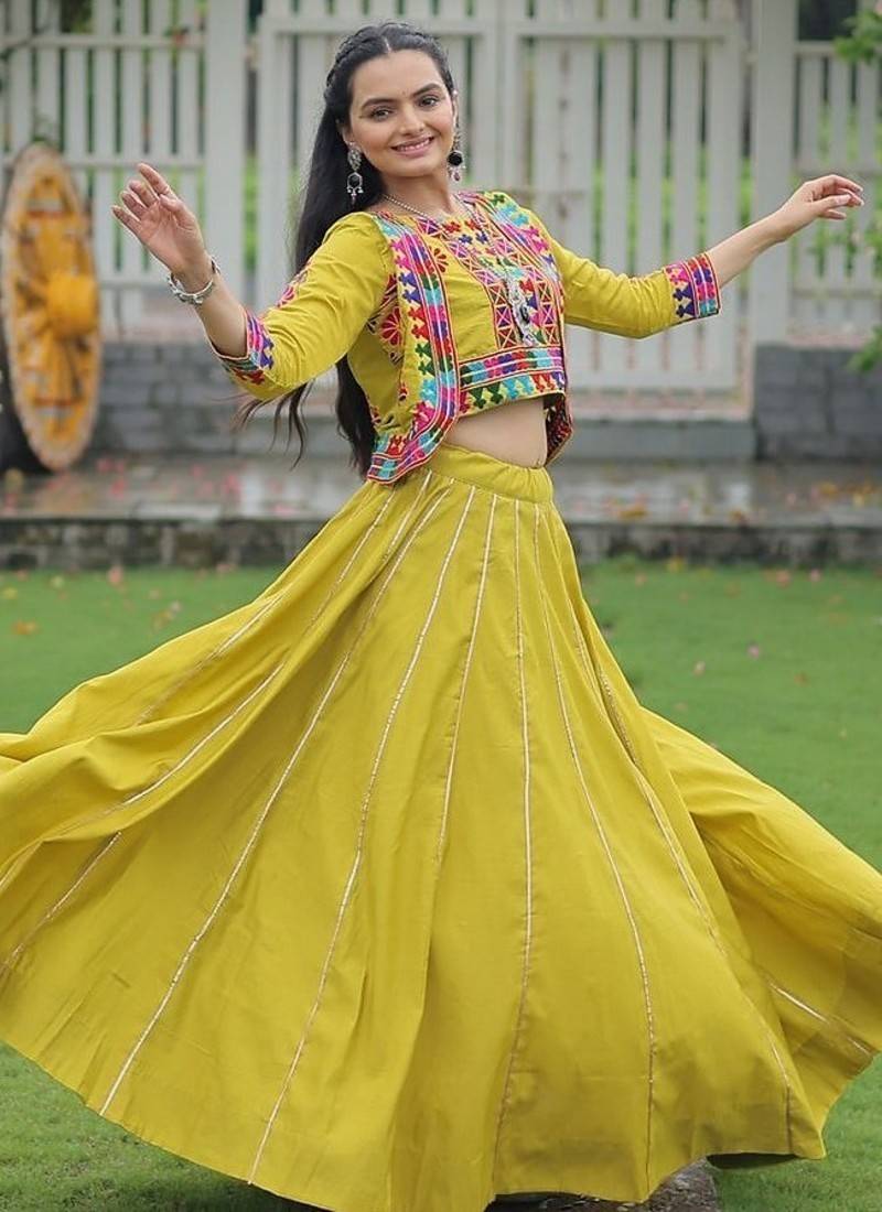Radiant Mustard Lehenga with Mirror Embroidery