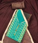 Women's sea green modal chanderi embroidered unstitched dress material