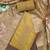 Women's mustard organza embroidered handwork unstitched dress material
