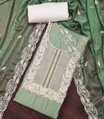 Women's pista premium roman cotton embroidered handwork unstitched dress material