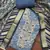 Women's blue banarasi cotton digital print & hand work unstitched dress material