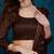 brown designer ribbon work georgette saree with blouse