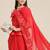 red designer ribbon work georgette saree with blouse