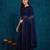 navy blue designer ribbon work georgette saree with blouse